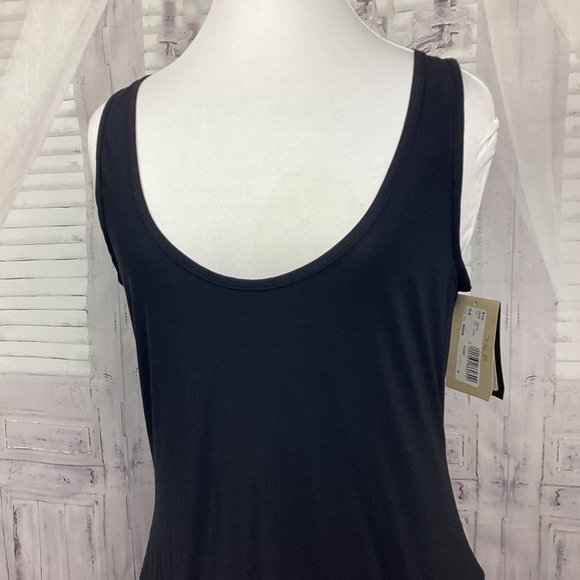 Indies France Black Sleeveless Gathered Midi Dress NWT 10 - Picture 2 of 14